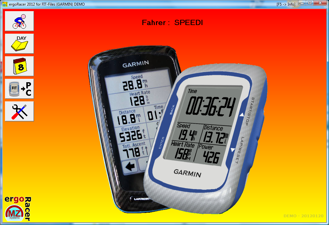 DEMO Garmin Edge 500/800,FR310XT  (.fit)